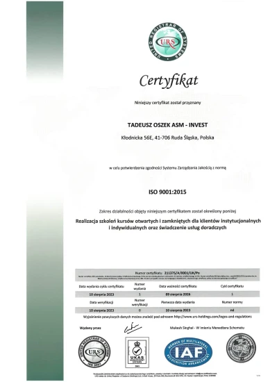 Certyfikat ISO 9001