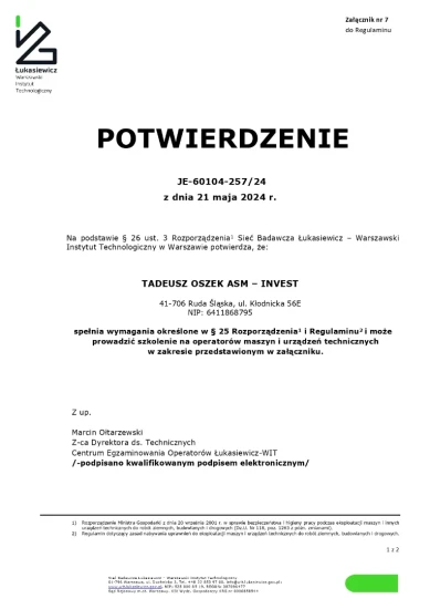 Potwierdzenie wymagań WIT 2024